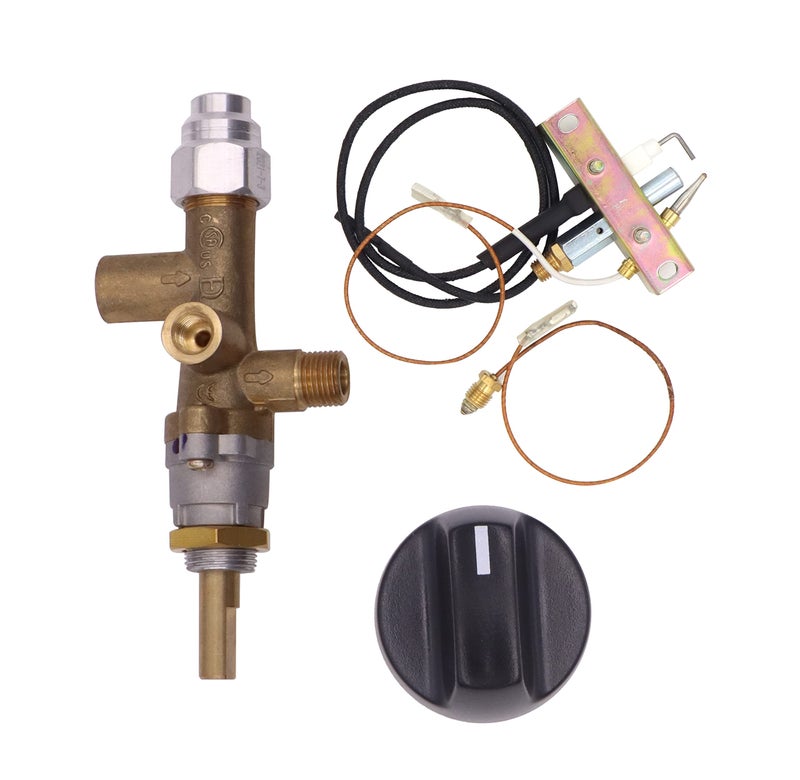 METER STAR Propane Fire Pit Main Control Brass Safety Valve,Gas Room Heater Pilot Burner Assembly Parts Thermocouple Safety Device Ignition Component Pilot Assembly Kit - Image 1